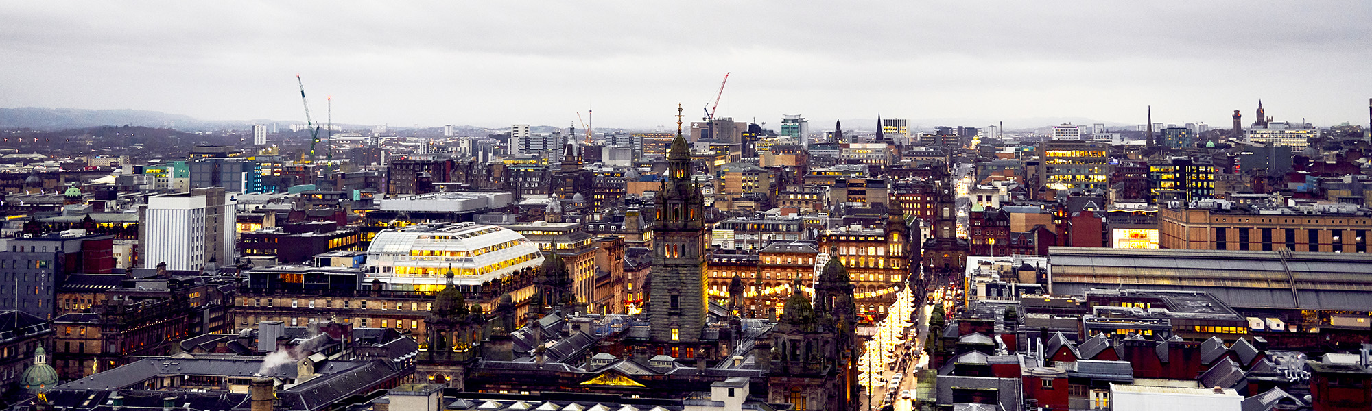 Nighttime shot of Glasgow